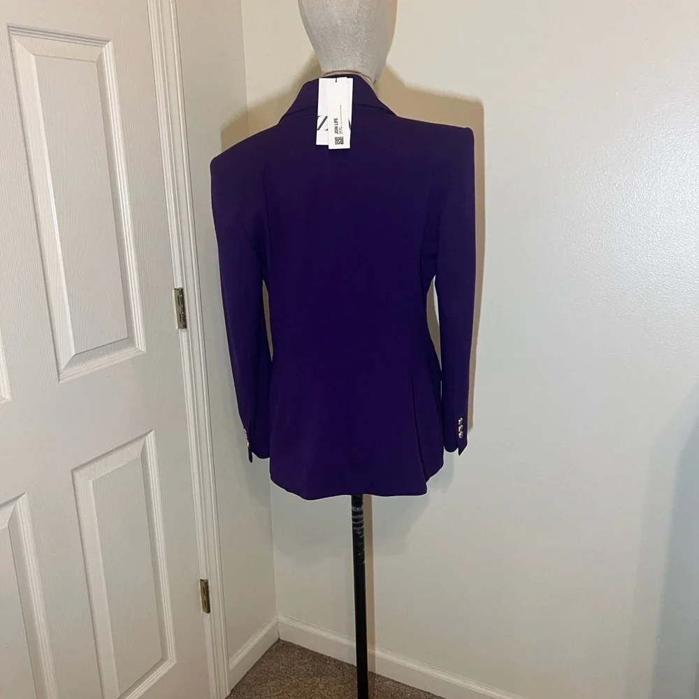 Zara Purple Double-Breasted Women's Blazer Size L NWT - Picture 5 of 6